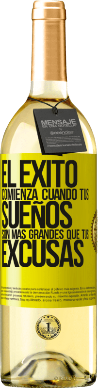 29,95 € Envío gratis | Vino Blanco Edición WHITE El éxito comienza cuando tus sueños son más grandes que tus excusas Etiqueta Amarilla. Etiqueta personalizable Vino joven Cosecha 2024 Verdejo