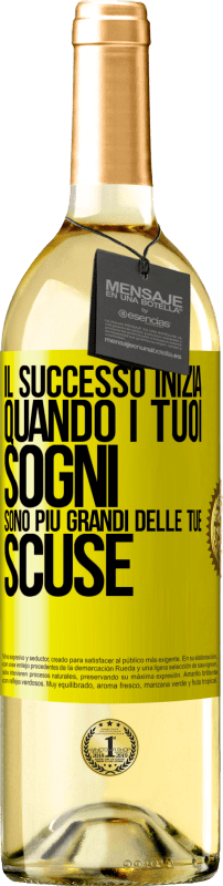 29,95 € Spedizione Gratuita | Vino bianco Edizione WHITE Il successo inizia quando i tuoi sogni sono più grandi delle tue scuse Etichetta Gialla. Etichetta personalizzabile Vino giovane Raccogliere 2024 Verdejo