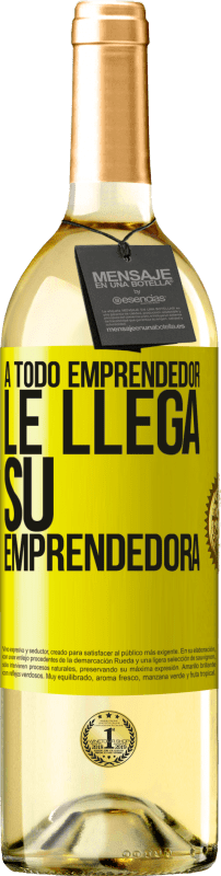 29,95 € Envío gratis | Vino Blanco Edición WHITE A todo emprendedor le llega su emprendedora Etiqueta Amarilla. Etiqueta personalizable Vino joven Cosecha 2024 Verdejo