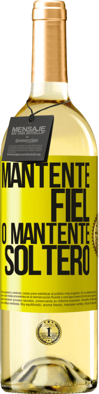 29,95 € Envío gratis | Vino Blanco Edición WHITE Mantente fiel, o mantente soltero Etiqueta Amarilla. Etiqueta personalizable Vino joven Cosecha 2024 Verdejo