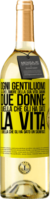 29,95 € Spedizione Gratuita | Vino bianco Edizione WHITE Ogni gentiluomo sa che l'amore della sua vita saranno due donne: quella che gli ha dato la vita e quella che gli ha dato un Etichetta Gialla. Etichetta personalizzabile Vino giovane Raccogliere 2023 Verdejo