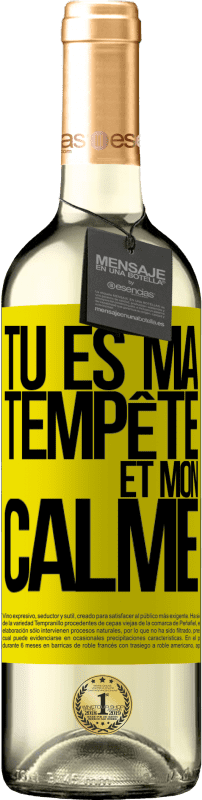 29,95 € Envoi gratuit | Vin blanc Édition WHITE Tu es ma tempête et mon calme Étiquette Jaune. Étiquette personnalisable Vin jeune Récolte 2025 Verdejo