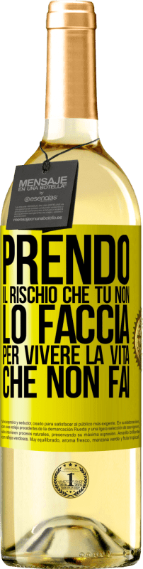 29,95 € Spedizione Gratuita | Vino bianco Edizione WHITE Prendo il rischio che tu non lo faccia, per vivere la vita che non fai Etichetta Gialla. Etichetta personalizzabile Vino giovane Raccogliere 2024 Verdejo