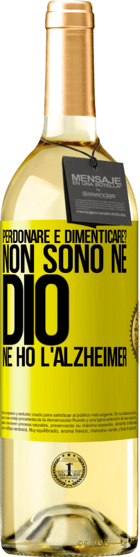 29,95 € Spedizione Gratuita | Vino bianco Edizione WHITE perdonare e dimenticare? Non sono né Dio né ho l'Alzheimer Etichetta Gialla. Etichetta personalizzabile Vino giovane Raccogliere 2024 Verdejo