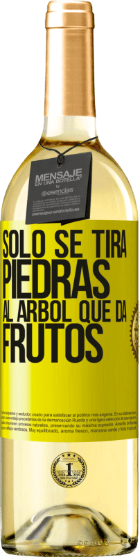 29,95 € Envío gratis | Vino Blanco Edición WHITE Sólo se tira piedras al árbol que da frutos Etiqueta Amarilla. Etiqueta personalizable Vino joven Cosecha 2024 Verdejo