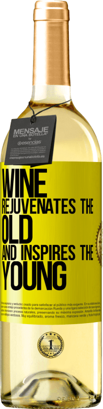 29,95 € Бесплатная доставка | Белое вино Издание WHITE Вино омолаживает старое и вдохновляет молодых Желтая этикетка. Настраиваемая этикетка Молодое вино Урожай 2023 Verdejo