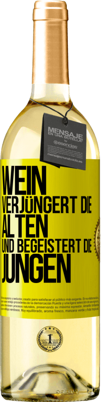 29,95 € Kostenloser Versand | Weißwein WHITE Ausgabe Wein verjüngert die Alten und begeistert die Jungen Gelbes Etikett. Anpassbares Etikett Junger Wein Ernte 2024 Verdejo