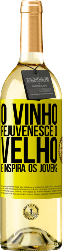 29,95 € Envio grátis | Vinho branco Edição WHITE O vinho rejuvenesce o velho e inspira os jovens Etiqueta Amarela. Etiqueta personalizável Vinho jovem Colheita 2024 Verdejo