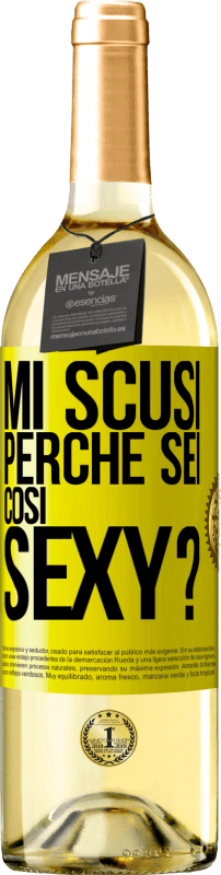 29,95 € Spedizione Gratuita | Vino bianco Edizione WHITE Mi scusi, perché sei così sexy? Etichetta Gialla. Etichetta personalizzabile Vino giovane Raccogliere 2023 Verdejo