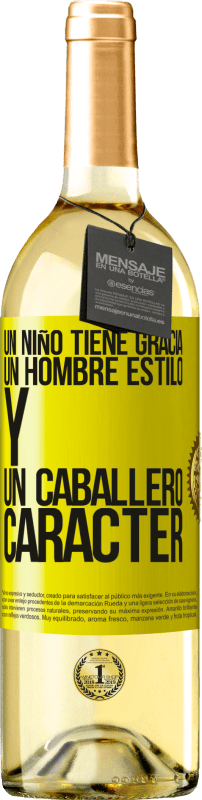 29,95 € Envío gratis | Vino Blanco Edición WHITE Un niño tiene gracia, un hombre estilo y un caballero, carácter Etiqueta Amarilla. Etiqueta personalizable Vino joven Cosecha 2024 Verdejo