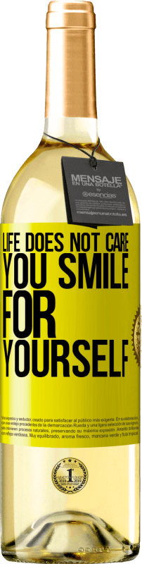 29,95 € Free Shipping | White Wine WHITE Edition Life does not care, you smile for yourself Yellow Label. Customizable label Young wine Harvest 2023 Verdejo