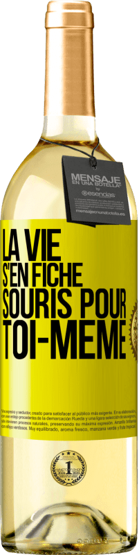 29,95 € Envoi gratuit | Vin blanc Édition WHITE La vie s'en fiche, souris pour toi-même Étiquette Jaune. Étiquette personnalisable Vin jeune Récolte 2024 Verdejo