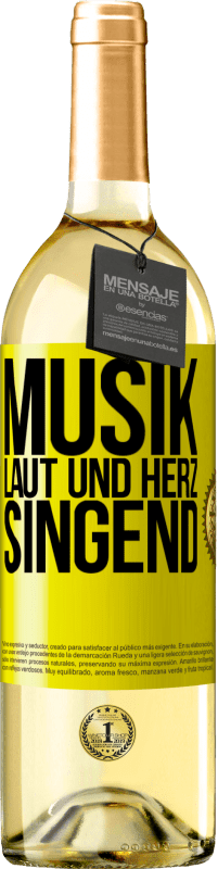 29,95 € Kostenloser Versand | Weißwein WHITE Ausgabe Musik laut und Herz singend Gelbes Etikett. Anpassbares Etikett Junger Wein Ernte 2024 Verdejo