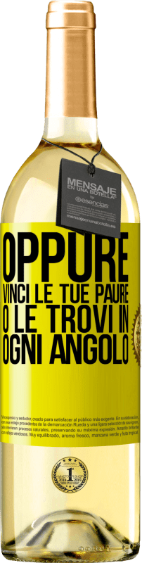 29,95 € Spedizione Gratuita | Vino bianco Edizione WHITE Oppure vinci le tue paure o le trovi in ​​ogni angolo Etichetta Gialla. Etichetta personalizzabile Vino giovane Raccogliere 2024 Verdejo