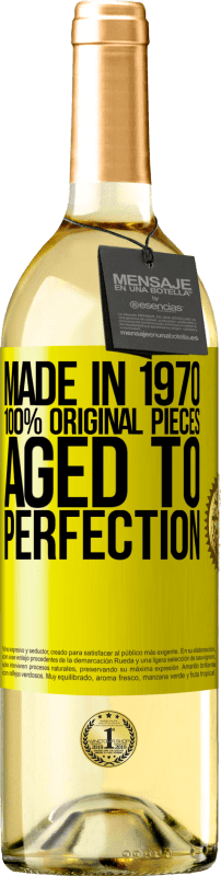 29,95 € Бесплатная доставка | Белое вино Издание WHITE Сделано в 1970 году, 100% оригинал. Aged to perfection Желтая этикетка. Настраиваемая этикетка Молодое вино Урожай 2023 Verdejo