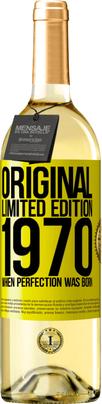 29,95 € 送料無料 | 白ワイン WHITEエディション オリジナル。限定版。 1970年完璧が生まれたとき 黄色のラベル. カスタマイズ可能なラベル 若いワイン 収穫 2023 Verdejo