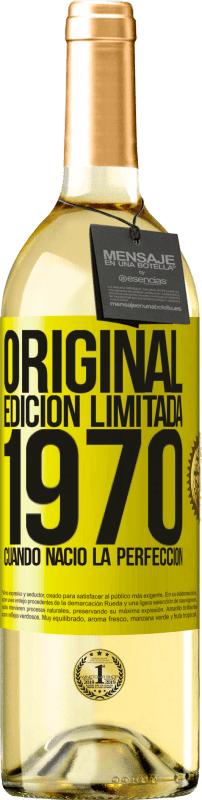 29,95 € Envío gratis | Vino Blanco Edición WHITE Original. Edición Limitada. 1970. Cuando nació la perfección Etiqueta Amarilla. Etiqueta personalizable Vino joven Cosecha 2024 Verdejo