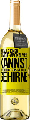 29,95 € Kostenloser Versand | Weißwein WHITE Ausgabe Im Falle einer Zombie-Apokalypse kannst du beruhigt sein, sie fressen Gehirne Gelbes Etikett. Anpassbares Etikett Junger Wein Ernte 2024 Verdejo