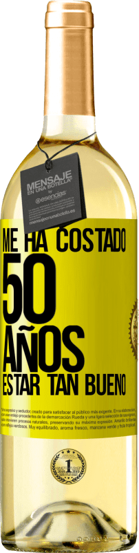 29,95 € Envío gratis | Vino Blanco Edición WHITE Me ha costado 50 años, estar tan bueno Etiqueta Amarilla. Etiqueta personalizable Vino joven Cosecha 2024 Verdejo