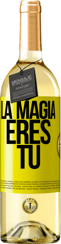 29,95 € Envío gratis | Vino Blanco Edición WHITE La magia eres tú Etiqueta Amarilla. Etiqueta personalizable Vino joven Cosecha 2025 Verdejo