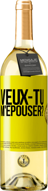 29,95 € Envoi gratuit | Vin blanc Édition WHITE Veux-tu m'épouser? Étiquette Jaune. Étiquette personnalisable Vin jeune Récolte 2023 Verdejo