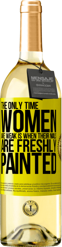29,95 € 送料無料 | 白ワイン WHITEエディション 女性が弱いのは、爪を塗りたてのときだけです 黄色のラベル. カスタマイズ可能なラベル 若いワイン 収穫 2025 Verdejo