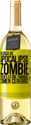 29,95 € Envío gratis | Vino Blanco Edición WHITE En caso de apocalipsis zombie puedes estar tranquilo, comen cerebros Etiqueta Amarilla. Etiqueta personalizable Vino joven Cosecha 2024 Verdejo