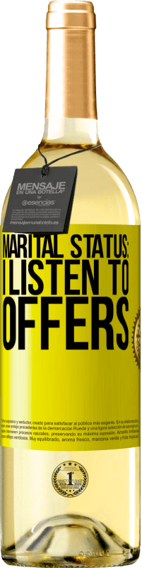 29,95 € Free Shipping | White Wine WHITE Edition Marital status: I listen to offers Yellow Label. Customizable label Young wine Harvest 2023 Verdejo