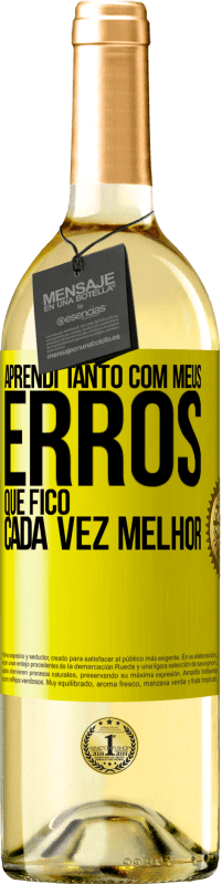 29,95 € Envio grátis | Vinho branco Edição WHITE Aprendi tanto com meus erros que fico cada vez melhor Etiqueta Amarela. Etiqueta personalizável Vinho jovem Colheita 2024 Verdejo