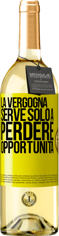 29,95 € Spedizione Gratuita | Vino bianco Edizione WHITE La vergogna serve solo a perdere opportunità Etichetta Gialla. Etichetta personalizzabile Vino giovane Raccogliere 2024 Verdejo