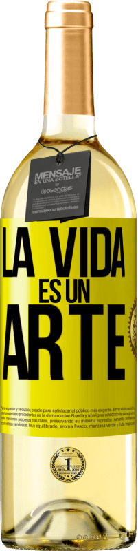 29,95 € Envío gratis | Vino Blanco Edición WHITE La vida es un arte Etiqueta Amarilla. Etiqueta personalizable Vino joven Cosecha 2024 Verdejo