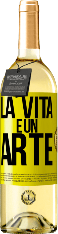 29,95 € Spedizione Gratuita | Vino bianco Edizione WHITE La vita è un'arte Etichetta Gialla. Etichetta personalizzabile Vino giovane Raccogliere 2023 Verdejo