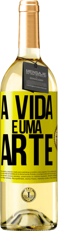 29,95 € Envio grátis | Vinho branco Edição WHITE A vida é uma arte Etiqueta Amarela. Etiqueta personalizável Vinho jovem Colheita 2025 Verdejo