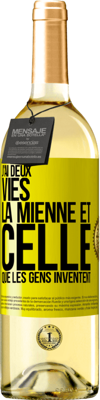 29,95 € Envoi gratuit | Vin blanc Édition WHITE J'ai deux vies. La mienne et celle que les gens inventent Étiquette Jaune. Étiquette personnalisable Vin jeune Récolte 2023 Verdejo