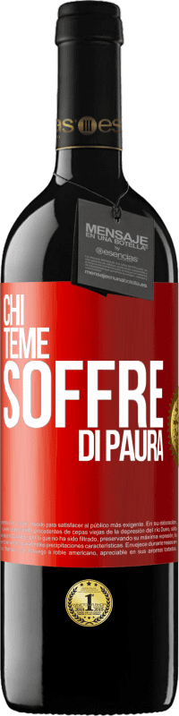 39,95 € Spedizione Gratuita | Vino rosso Edizione RED MBE Riserva Chi teme, soffre di paura Etichetta Rossa. Etichetta personalizzabile Riserva 12 Mesi Raccogliere 2015 Tempranillo