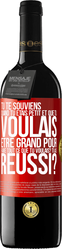 39,95 € Envoi gratuit | Vin rouge Édition RED MBE Réserve Tu te souviens quand tu étais petit et que tu voulais être grand pour faire tout ce que tu voulais? Tu as réussi? Étiquette Rouge. Étiquette personnalisable Réserve 12 Mois Récolte 2015 Tempranillo