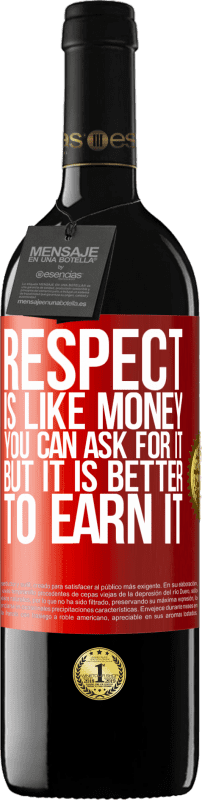 39,95 € Free Shipping | Red Wine RED Edition MBE Reserve Respect is like money. You can ask for it, but it is better to earn it Red Label. Customizable label Reserve 12 Months Harvest 2015 Tempranillo