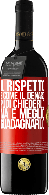 39,95 € Spedizione Gratuita | Vino rosso Edizione RED MBE Riserva Il rispetto è come il denaro. Puoi chiederlo, ma è meglio guadagnarlo Etichetta Rossa. Etichetta personalizzabile Riserva 12 Mesi Raccogliere 2015 Tempranillo