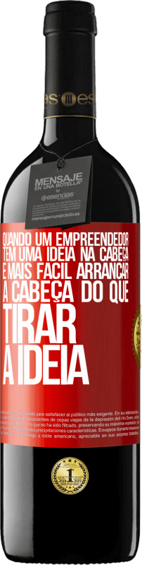 39,95 € Envio grátis | Vinho tinto Edição RED MBE Reserva Quando um empreendedor tem uma ideia na cabeça, é mais fácil arrancar a cabeça do que tirar a ideia Etiqueta Vermelha. Etiqueta personalizável Reserva 12 Meses Colheita 2015 Tempranillo