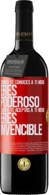 39,95 € Envío gratis | Vino Tinto Edición RED MBE Reserva Cuando te conoces a ti mismo, eres poderoso. Cuando te aceptas a ti mismo, eres invencible Etiqueta Roja. Etiqueta personalizable Reserva 12 Meses Cosecha 2014 Tempranillo