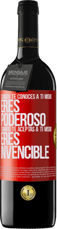 39,95 € Envío gratis | Vino Tinto Edición RED MBE Reserva Cuando te conoces a ti mismo, eres poderoso. Cuando te aceptas a ti mismo, eres invencible Etiqueta Roja. Etiqueta personalizable Reserva 12 Meses Cosecha 2016 Tempranillo