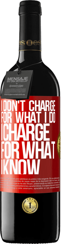 39,95 € Free Shipping | Red Wine RED Edition MBE Reserve I don't charge for what I do, I charge for what I know Red Label. Customizable label Reserve 12 Months Harvest 2015 Tempranillo