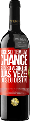 39,95 € Envio grátis | Vinho tinto Edição RED MBE Reserva Você só tem uma chance. Se isso acontece duas vezes, é o seu destino Etiqueta Vermelha. Etiqueta personalizável Reserva 12 Meses Colheita 2015 Tempranillo