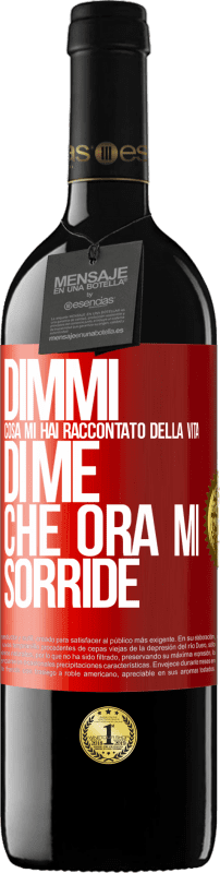 39,95 € Spedizione Gratuita | Vino rosso Edizione RED MBE Riserva Dimmi cosa mi hai raccontato della vita di me che ora mi sorride Etichetta Rossa. Etichetta personalizzabile Riserva 12 Mesi Raccogliere 2015 Tempranillo