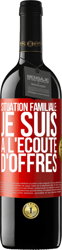 39,95 € Envoi gratuit | Vin rouge Édition RED MBE Réserve Situation familiale: je suis à l'écoute d'offres Étiquette Rouge. Étiquette personnalisable Réserve 12 Mois Récolte 2014 Tempranillo