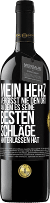 39,95 € Kostenloser Versand | Rotwein RED Ausgabe MBE Reserve Mein Herz vergisst nie den Ort, an dem es seine besten Schläge hinterlassen hat Schwarzes Etikett. Anpassbares Etikett Reserve 12 Monate Ernte 2014 Tempranillo