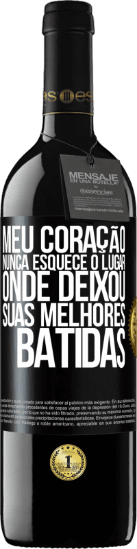 39,95 € Envio grátis | Vinho tinto Edição RED MBE Reserva Meu coração nunca esquece o lugar onde deixou suas melhores batidas Etiqueta Preta. Etiqueta personalizável Reserva 12 Meses Colheita 2015 Tempranillo