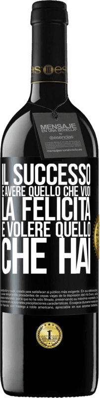 39,95 € Spedizione Gratuita | Vino rosso Edizione RED MBE Riserva il successo è avere quello che vuoi. La felicità è volere quello che hai Etichetta Nera. Etichetta personalizzabile Riserva 12 Mesi Raccogliere 2015 Tempranillo