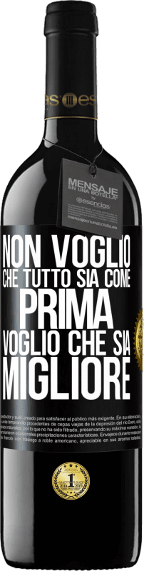 39,95 € Spedizione Gratuita | Vino rosso Edizione RED MBE Riserva Non voglio che tutto sia come prima, voglio che sia migliore Etichetta Nera. Etichetta personalizzabile Riserva 12 Mesi Raccogliere 2014 Tempranillo