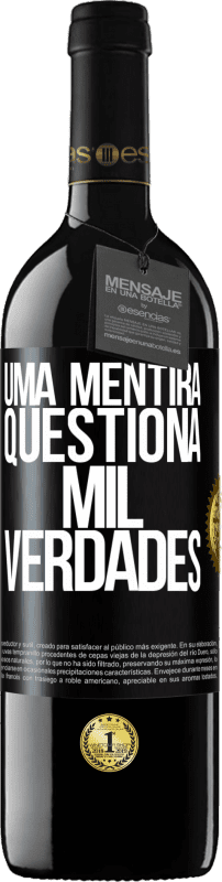 39,95 € Envio grátis | Vinho tinto Edição RED MBE Reserva Uma mentira questiona mil verdades Etiqueta Preta. Etiqueta personalizável Reserva 12 Meses Colheita 2015 Tempranillo